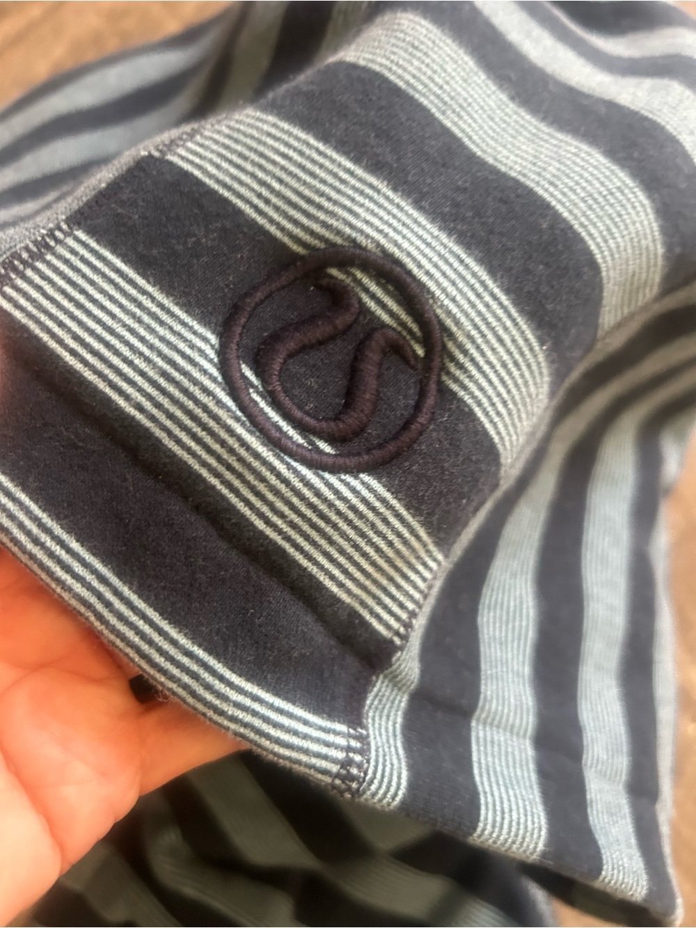 Lululemon Striped Zip-Up Hoodie in Sage and Navy - Picture 2 of 6